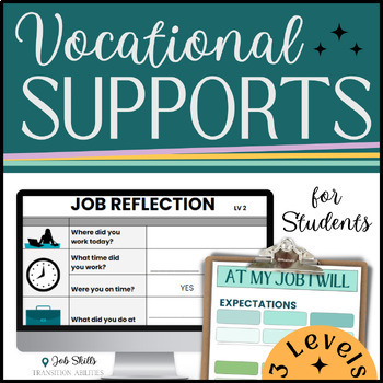 Preview of STUDENT VOCATIONAL SUPPORT & REFLECTION | Visual Checklists & Job Journal