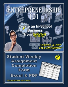 Preview of STUDENT WEEKLY ASSIGNMENT COMPLETION FORM (FILL-IN Excel & PDF Versions)