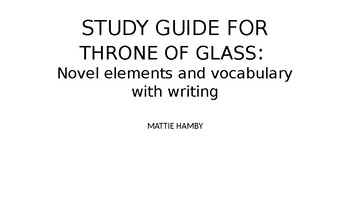 Preview of STUDY GUIDE FOR YOUNG ADULT FICTION THRONE OF GLASS