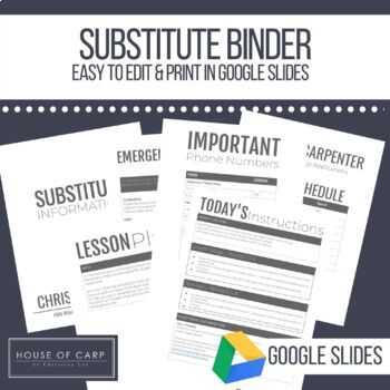Preview of SUB BINDER Template | Editable Sub Binder | Secondary Sub Binder in GoogleSlide