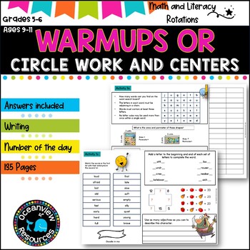 Preview of SUB PACK/PLANS NO PREP  -Literacy, Number -Grades 5-6 Set 1