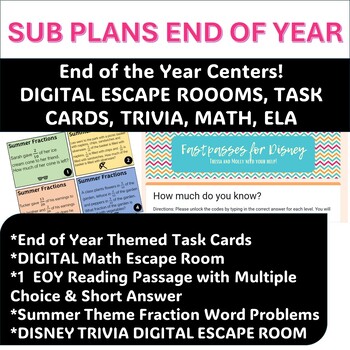 Preview of SUB PLANS END OF THE YEAR BUNDLE! Grades 3-5