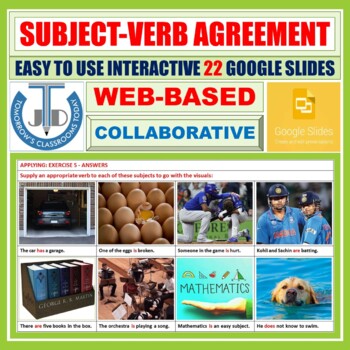 Preview of SUBJECT-VERB AGREEMENT: 22 GOOGLE SLIDES