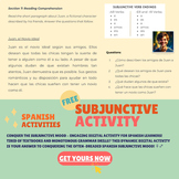 SUBJUNCTIVE - Digital Resource Spanish, reading comprehens