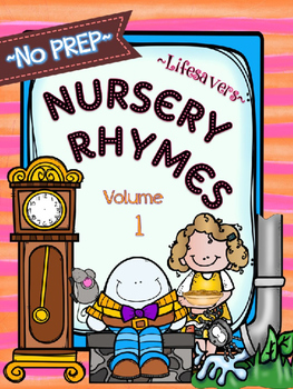 Preview of SUBSTITUTE LESSON PLANS {NO PREP} NURSERY RHYMES - VOL 1