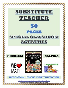 Preview of SUBSTITUTE TEACHER - SPECIAL CLASSROOM ACTIVITIES