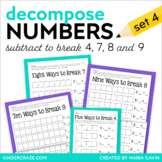 SUBTRACT to Decompose Numbers - Hands On for 4 7 8 & 9 (set 3)