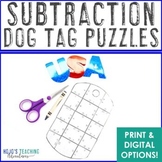 SUBTRACTION Dog Tag Puzzles | Veterans Day Craft or Memori