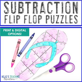 SUBTRACTION Flip Flops | End of Year Math Review Center Puzzle