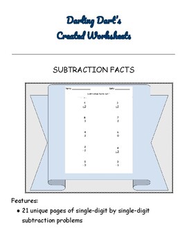 Preview of SUBTRACTION FACTS: Version 4 of 5