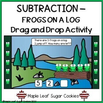 Preview of SUBTRACTION * Frogs on a Log - Interactive Google Slides (with Moveable Clipart)