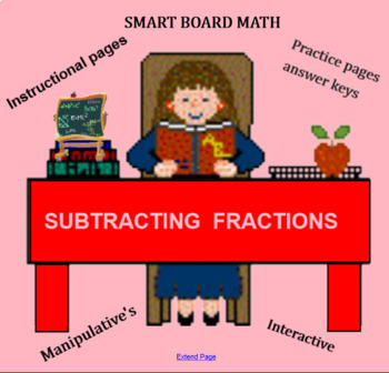 Preview of SUBTRACTION OF FRACTIONS; for Smart boards.