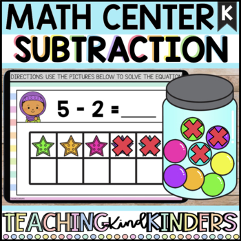 Preview of SUBTRACTION PRACTICE within 10 Kindergarten Digital Math Center Google Slides 