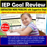 SUBTRACTION WORD PROBLEMS Worksheets | IEP Goal Review for