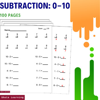 subtraction worksheets 100 problems