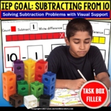 SUBTRACTION from 10 for IEP Goal Skills with VISUAL SUPPOR