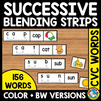 Preview of SUCCESSIVE BLENDING CVC WORD CARDS & PICTURE ACTIVITY SCIENCE OF READING CENTER