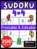 SUDOKU 200 PUZZLES | EASY MEDIUM HARD 4*4 | Editable & PRINTABLE