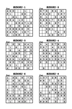 Preview of SUDOKU 9x9 EASY LEVEL VOL 2