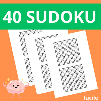 Preview of SUDOKU Puzzles games Math end of year summer mindfulness relaxing FRENCH SPANISH