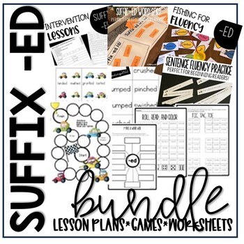 Preview of SUFFIX -ED Inflectional Ending Reading Lesson Plans Games Centers and Activities