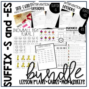 Preview of SUFFIX -S  -ES Inflectional Ending Reading Lesson Plans Games and Activities