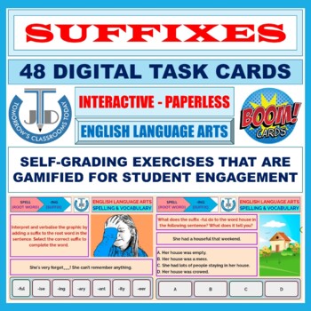 Preview of SUFFIXES: 48 BOOM CARDS