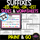 SUFFIXES -ED, -ING, -ER, -EST INSTRUCTIONAL SLIDES AND WOR