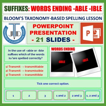 Preview of SUFFIXES - WORDS ENDING -ABLE AND -IBLE: POWERPOINT PRESENTATION
