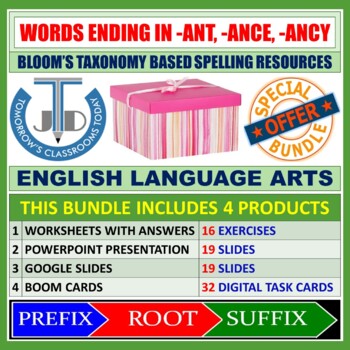 Preview of SUFFIXES: WORDS ENDING IN -ANT, -ANCE AND -ANCY - BUNDLE