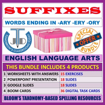 Preview of SUFFIXES - WORDS ENDING IN -ARY, -ERY AND -ORY: SPELLING RESOURCES - BUNDLE