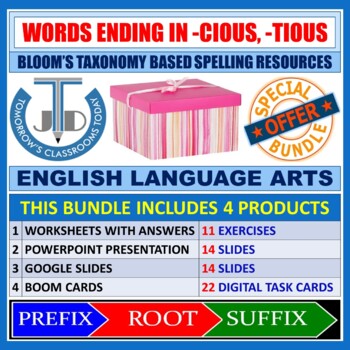 Preview of SUFFIXES: WORDS ENDING IN -CIOUS, -TIOUS - BUNDLE
