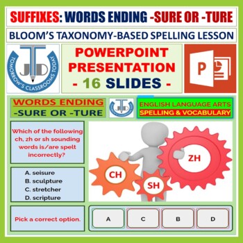 Preview of SUFFIXES WORDS ENDING -SURE OR -TURE - POWERPOINT PRESENTATION
