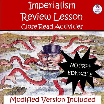Preview of SUMMARY OF EUROPEAN IMPERIALISM, Review Lesson, Close Read Activity Editable