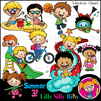 Preview of SUMMER 3! - B/W & Color clipart illustration {Lilly Silly Billy}