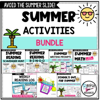 SUMMER ACTIVITIES BUNDLE | SUMMER TASK CARDS | SUMMER WRITING PROMPTS