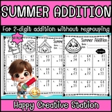 Preview of SUMMER ADDITION For 2 Digit Addition Without Regrouping | HAPPY CREATIVE STATION