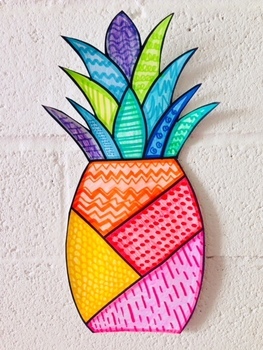 SUMMER ART: Pineapple: Elements of Art: Lines by Classy Chick | TpT