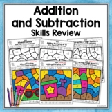 SUMMER Addition & Subtraction Skills Review Color by Code
