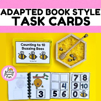 Preview of SUMMER BEE COUNTING TASK CARDS, ADAPTED BOOK, MATH TASK BOXES SPECIAL EDUCATION