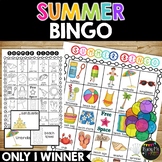 SUMMER BINGO Game End of the Year 25 Different Bingo Cards with Only 1 WINNER