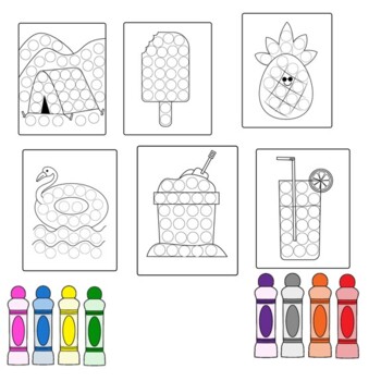 SUMMER Bingo Dot Markers And Coloring Printable Sheets Fun Activity