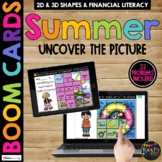 SUMMER Boom Cards™ Uncover the Picture 2D | 3D Shapes | Fi