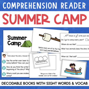 Preview of SUMMER CAMP Decodable Readers Comprehension Vocabulary Sight Word Book