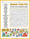 SUMMER CAMP Word Search Puzzle Worksheet Activity