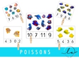 SUMMER COUNTING CARDS -  Cartes à pince | Mer - poissons -