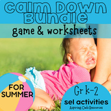 SUMMER  Calm Down Coping Skill Game and Worksheets SEL