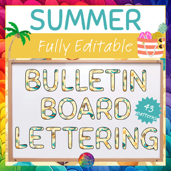 Preview of SUMMER Classroom Decor Bulletin Board Lettering | Seasons | Editable | A-Z | 0-9