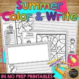 SUMMER Activities for Writing and Math | Color by Number E