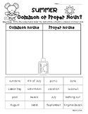 SUMMER Common vs. Proper Nouns Sorting Worksheet - Nouns